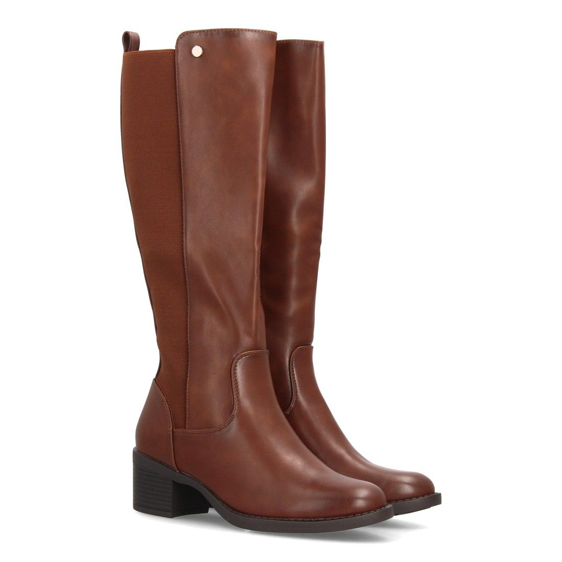Botas altas elásticas con tacón cómodo — SS-2606 — Camel