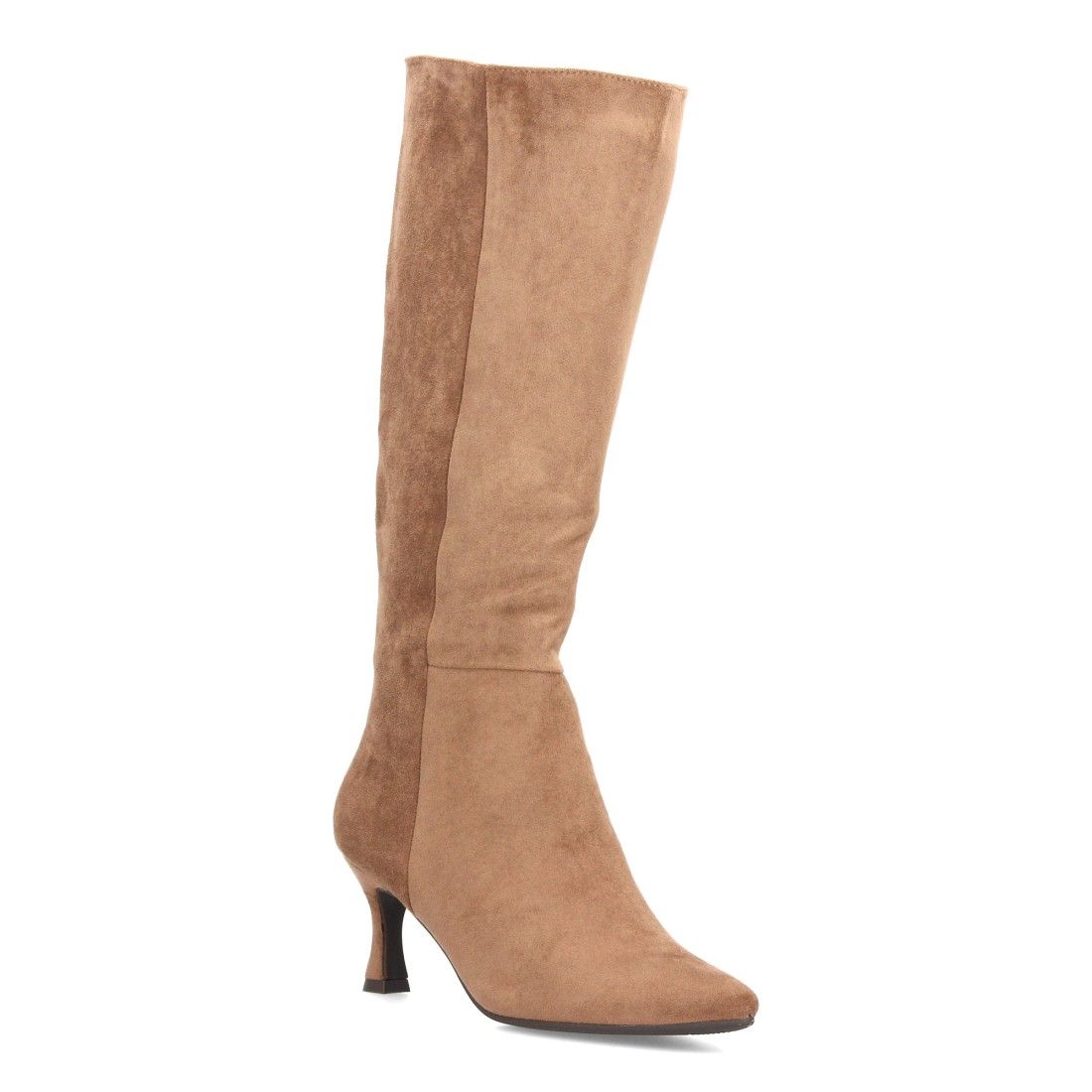 Botas altas elegantes de antelina con tacón fino para mujer — FZ552 — Kaki - Imagen 3