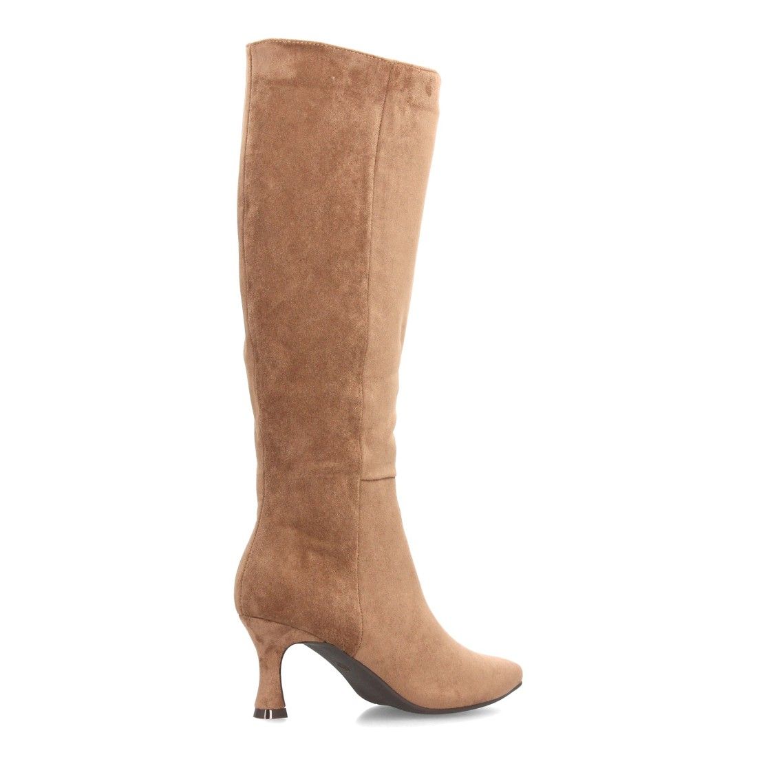 Botas altas elegantes de antelina con tacón fino para mujer — FZ552 — Kaki - Imagen 4