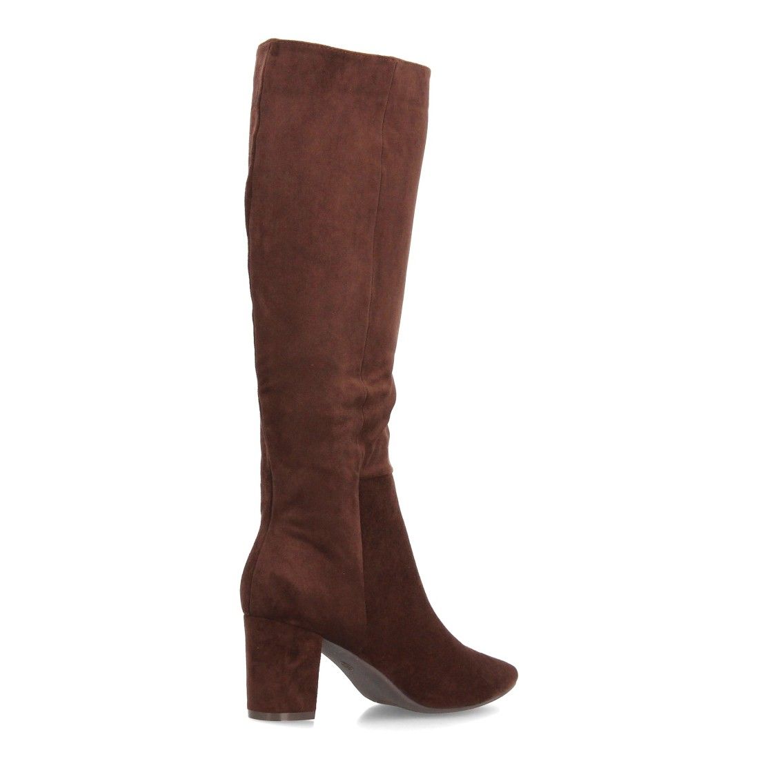 Botas altas elegantes de antelina con tacón ancho para mujer — FZ555 — Marrón - Imagen 4