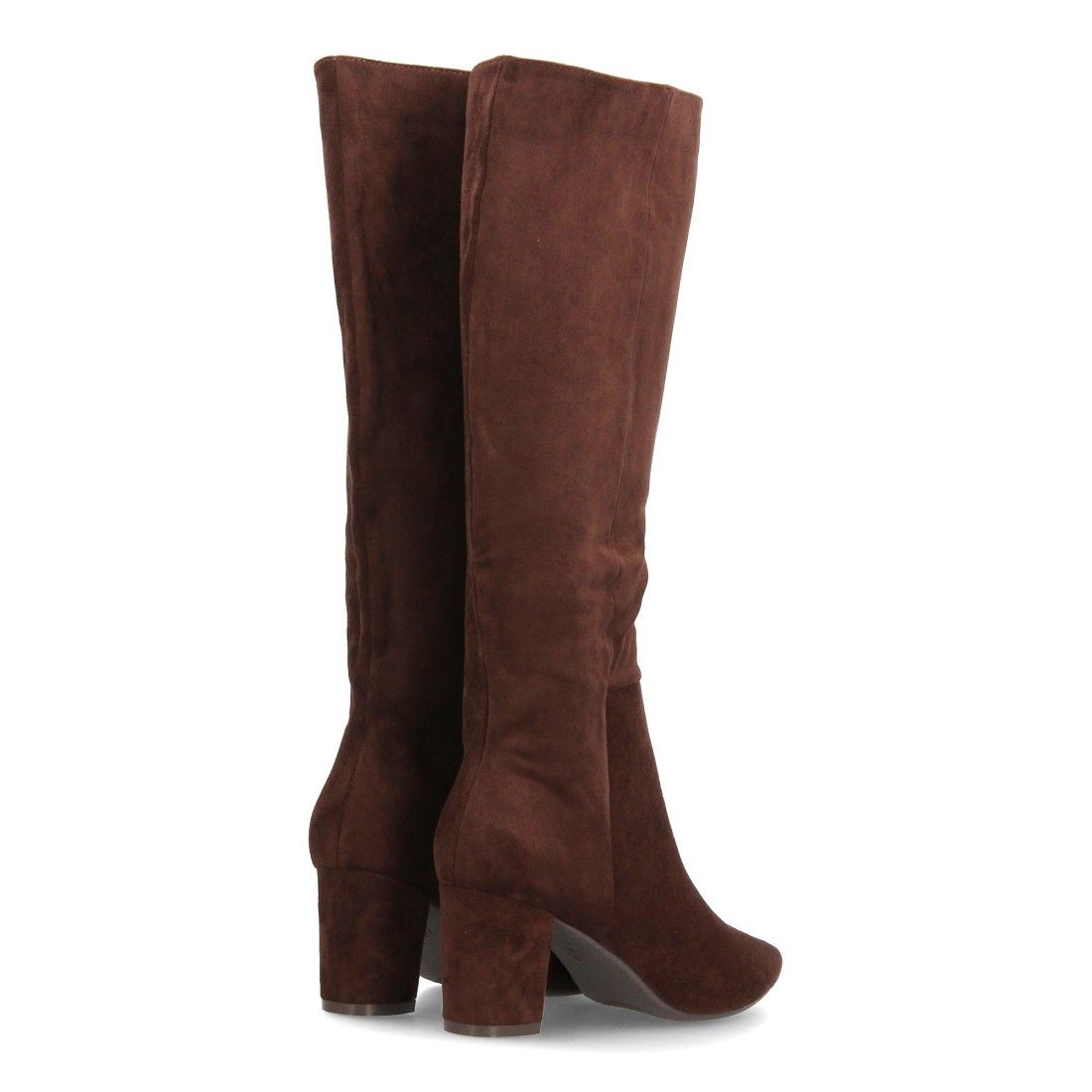 Botas altas elegantes de antelina con tacón ancho para mujer — FZ555 — Marrón - Imagen 5