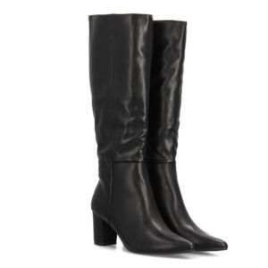 Botas altas elegantes con tacón ancho para mujer — FZ556 — Negro
