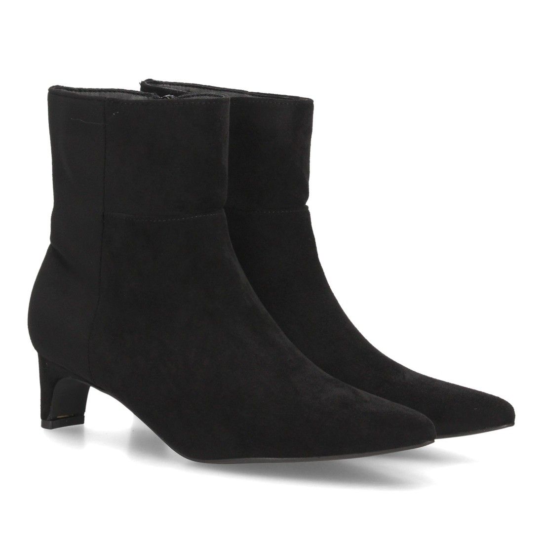 Botines de ante elegantes de tacón bajo femenino — XQ1010 — Negro
