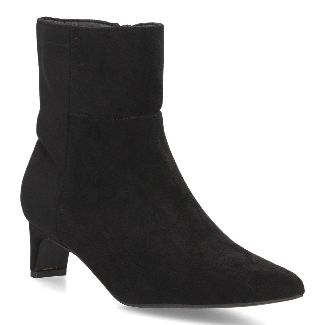 Botines de ante elegantes de tacón bajo femenino — XQ1010 — Negro - Imagen 3