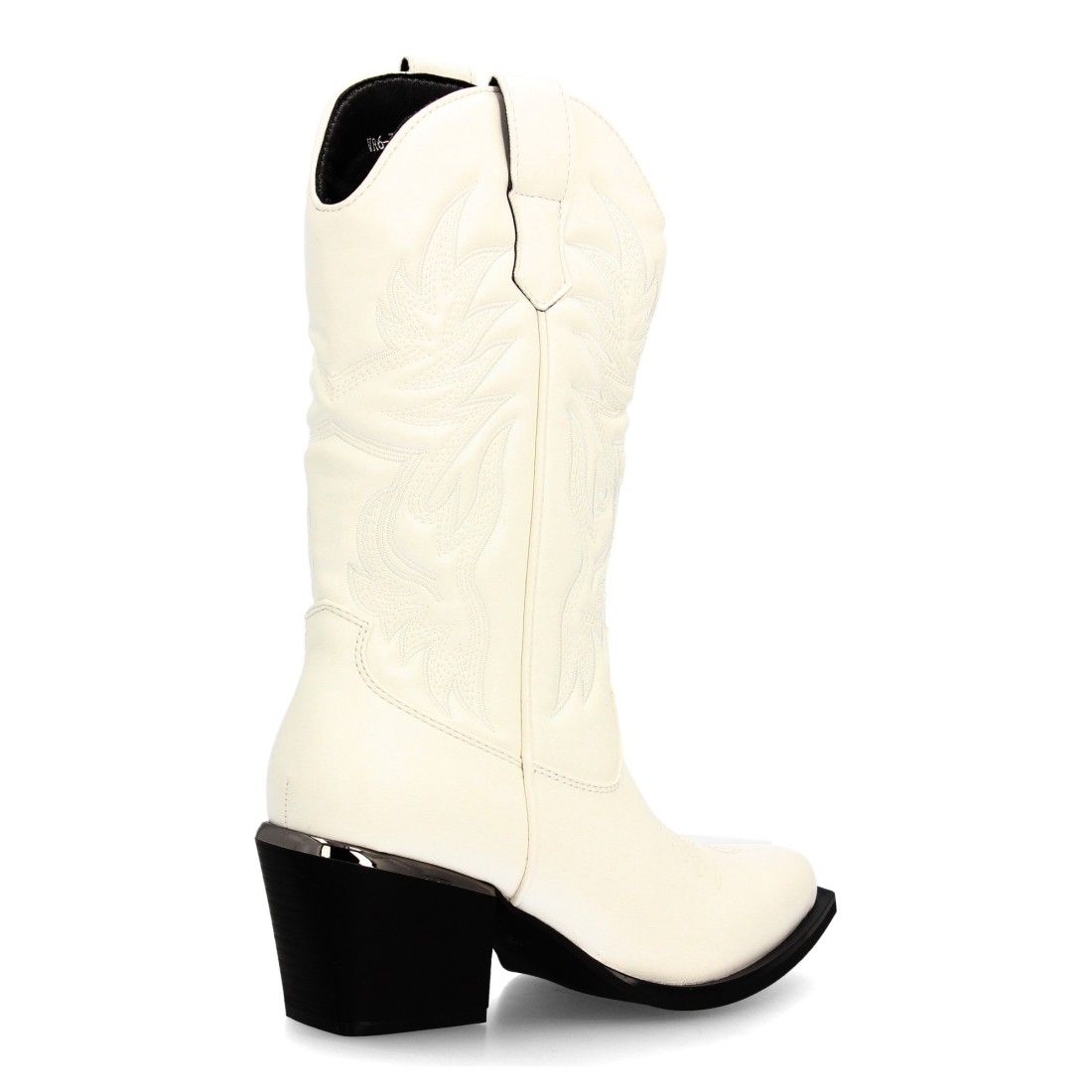 Botas cowboy bordadas con tacón ancho para mujer — VR6-3319 — Blanco - Imagen 4
