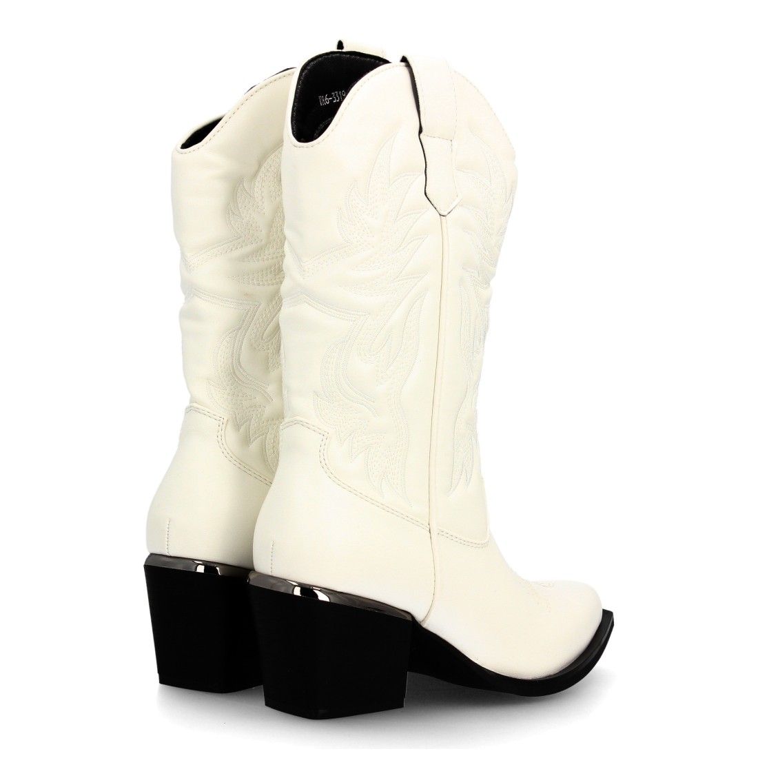 Botas cowboy bordadas con tacón ancho para mujer — VR6-3319 — Blanco - Imagen 5
