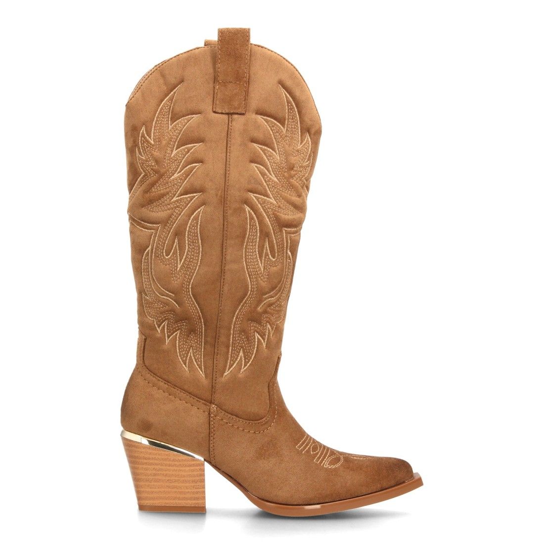 Botas altas cowboy tacón cómodo y detalle metálico — VR6-3320 — Camel - Imagen 2