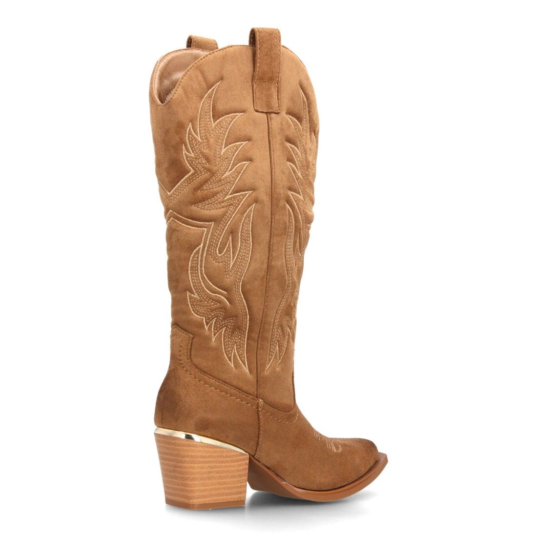 Botas altas cowboy tacón cómodo y detalle metálico — VR6-3320 — Camel - Imagen 4