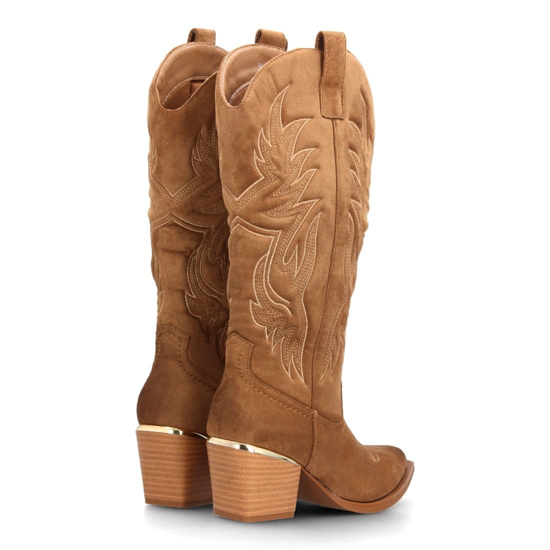 Botas altas cowboy tacón cómodo y detalle metálico — VR6-3320 — Camel - Imagen 5