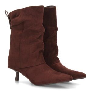 Botas fruncidas con tachuelas traseras — AW-6153 — Café