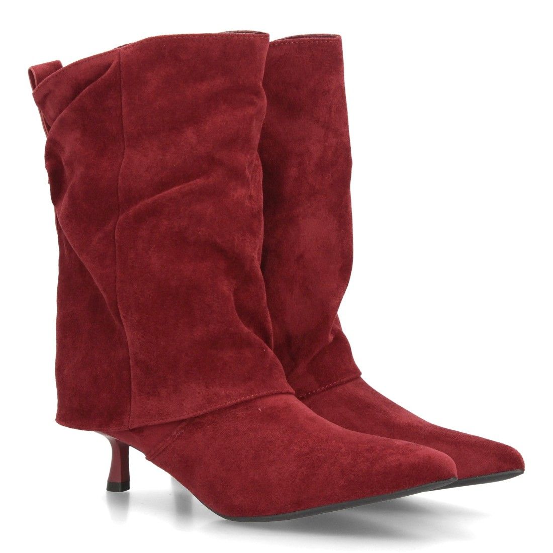 Botas fruncidas con tachuelas traseras — AW-6153 — Burdeos