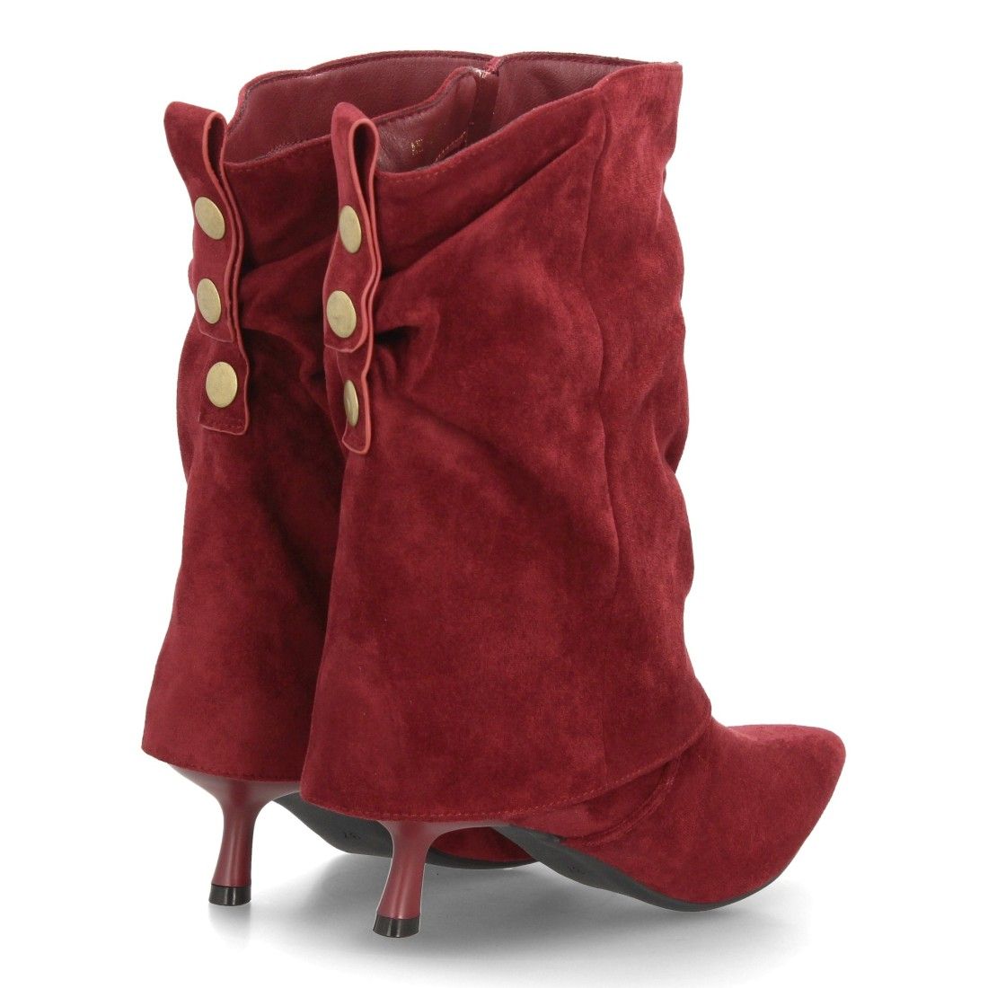 Botas fruncidas con tachuelas traseras — AW-6153 — Burdeos - Imagen 5