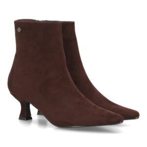 Botin elegante de tacón bajo con cremallera para mujer — A-6011 — Café