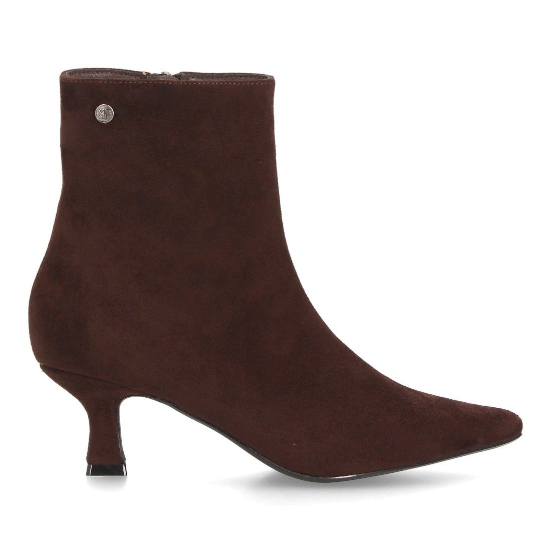 Botin elegante de tacón bajo con cremallera para mujer — A-6011 — Café - Imagen 2