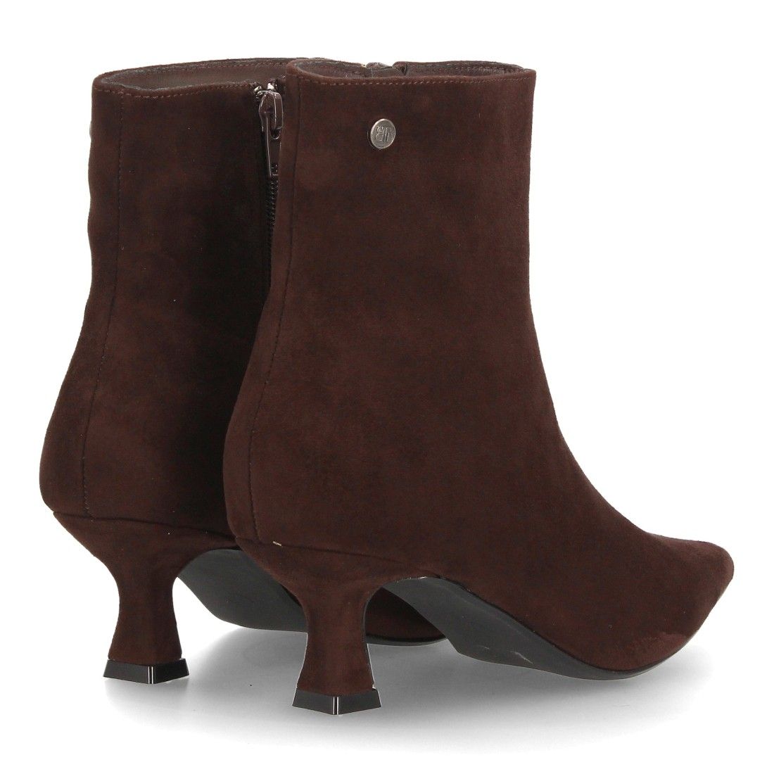 Botin elegante de tacón bajo con cremallera para mujer — A-6011 — Café - Imagen 5