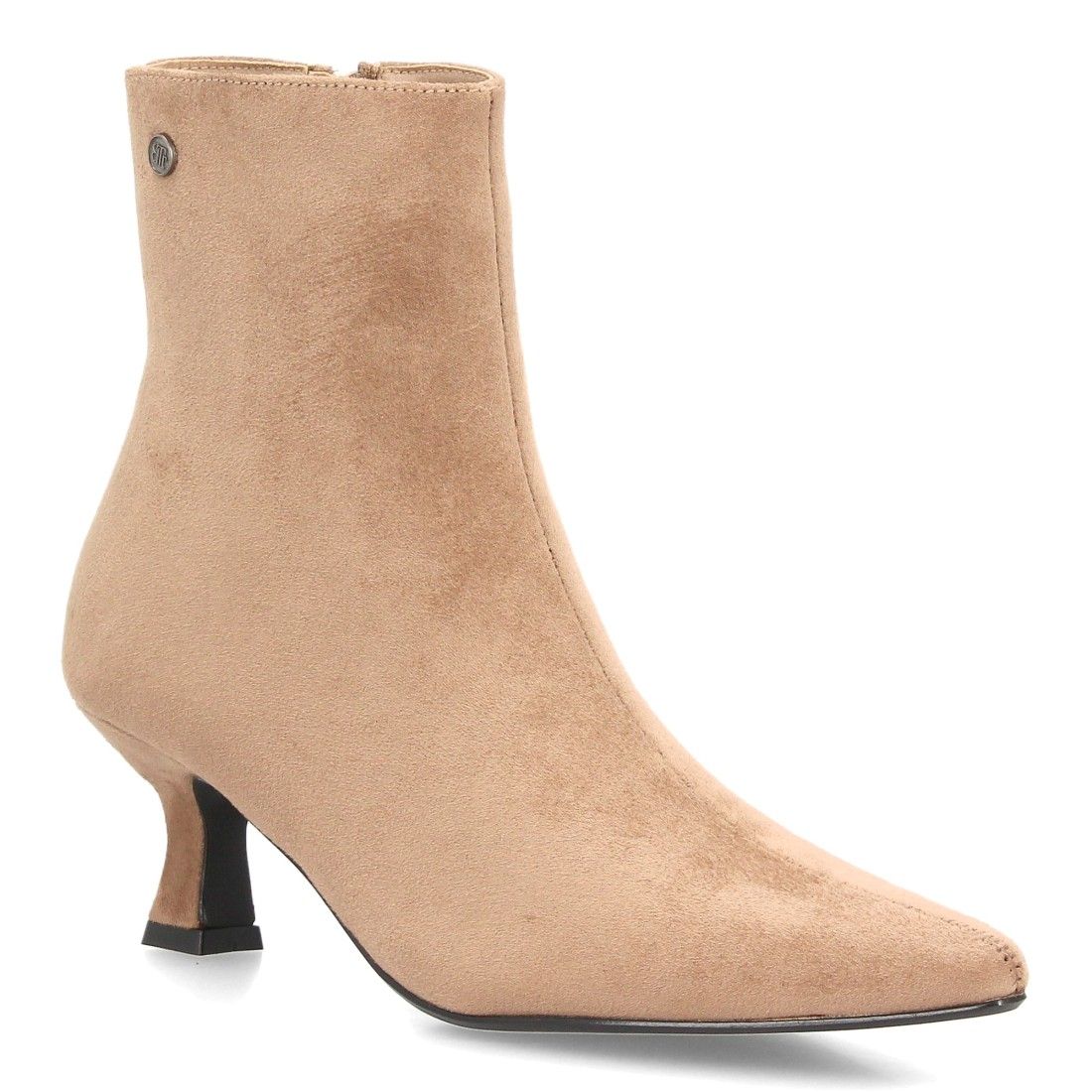 Botin elegante de tacón bajo con cremallera para mujer — A-6011 — Kaki - Imagen 3