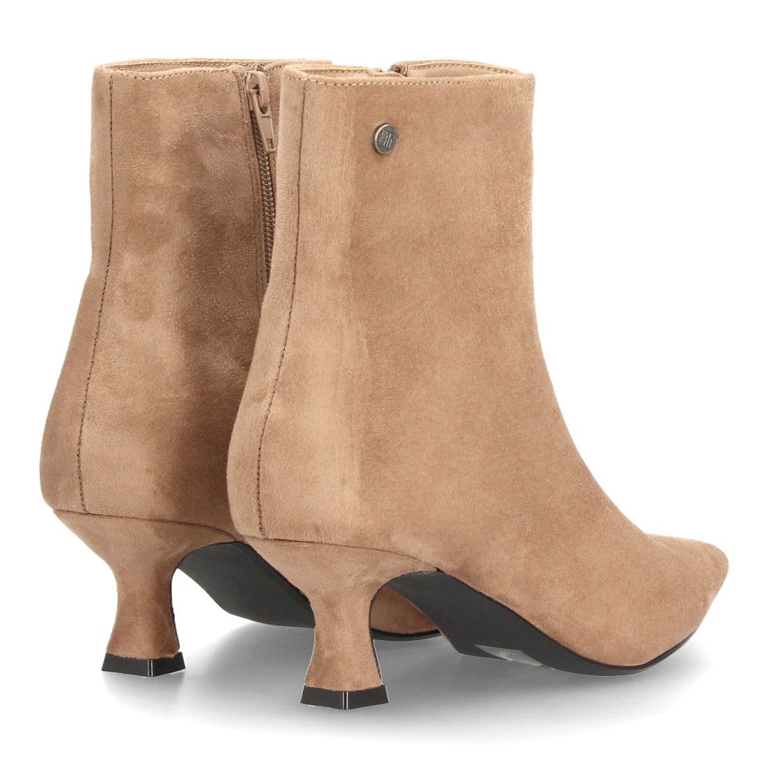 Botin elegante de tacón bajo con cremallera para mujer — A-6011 — Kaki - Imagen 5