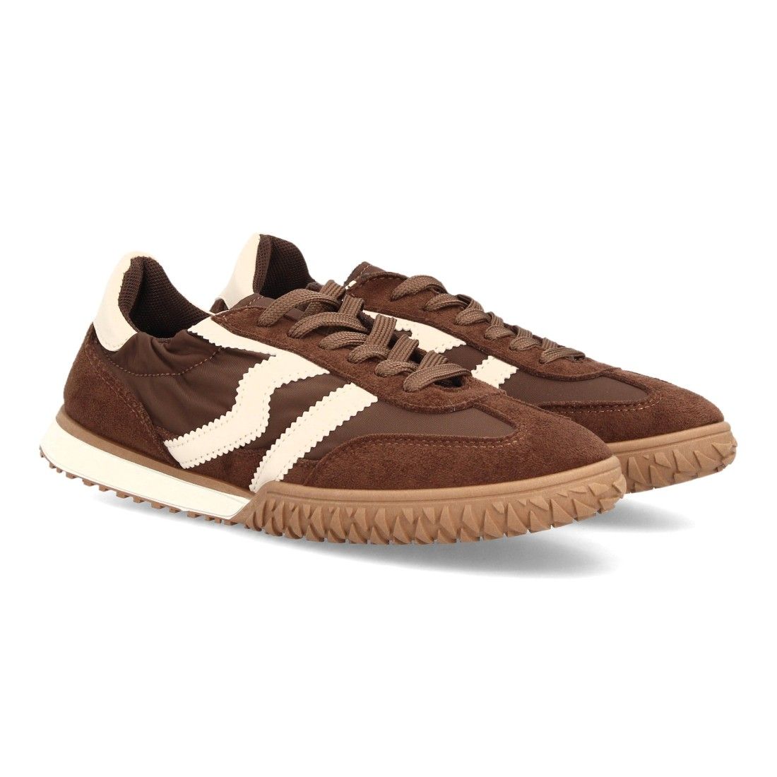 Zapatillas casual retro con cordones y elástico para mujer — AF017 — Marrón