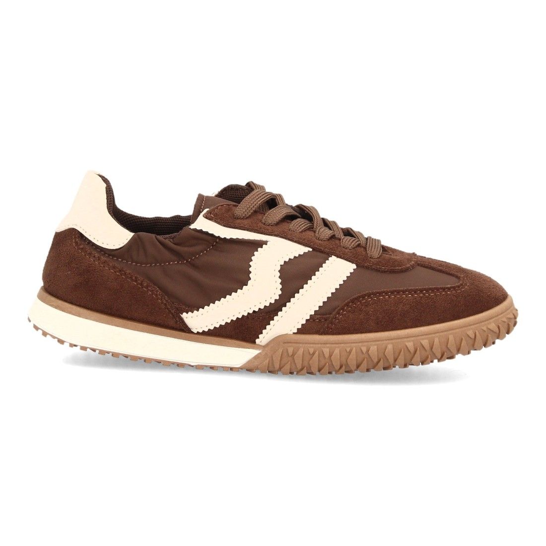 Zapatillas casual retro con cordones y elástico para mujer — AF017 — Marrón - Imagen 2