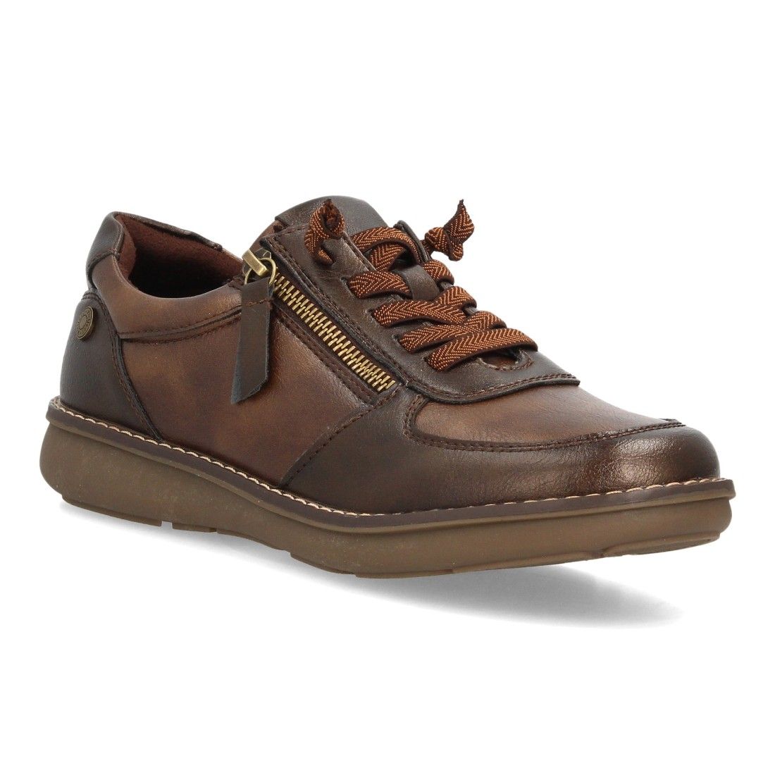 Zapatos casual mujer con cremallera lateral — VR6-3357 — Marrón - Imagen 3