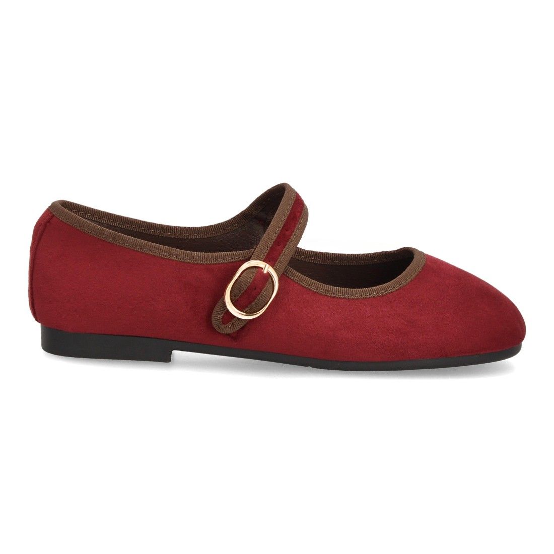 Bailarinas barefoot mujer con hebilla ajustable — VR6-3510 — Burdeos - Imagen 2