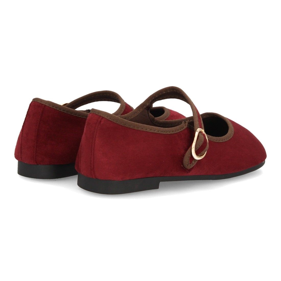 Bailarinas barefoot mujer con hebilla ajustable — VR6-3510 — Burdeos - Imagen 5