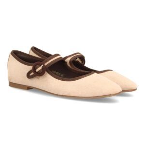 Bailarinas mujer con hebilla circular ajustable — VR6-3511 — Beige