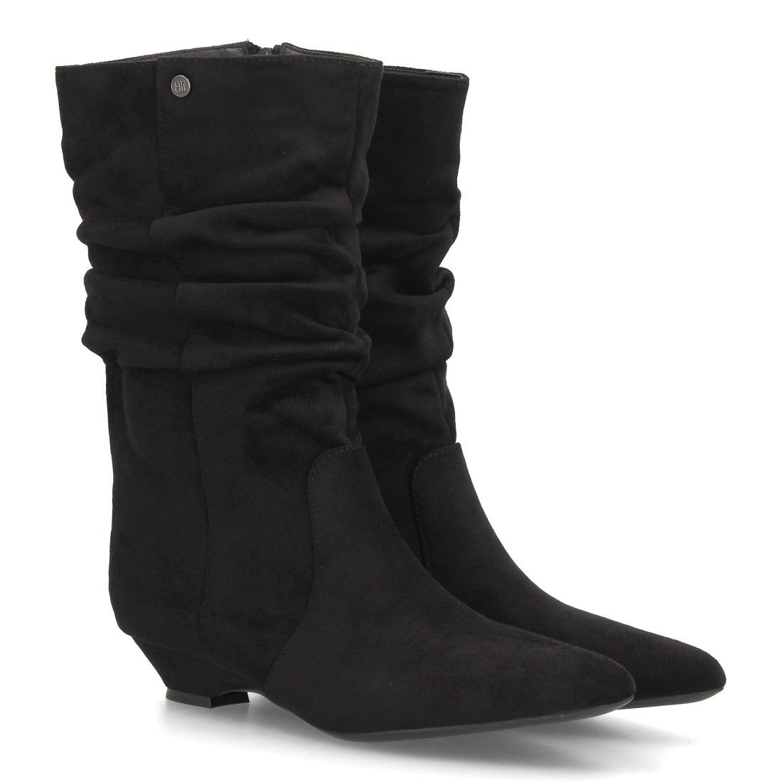 Botas mujer fruncidas con tacón — S-6083 — Negro