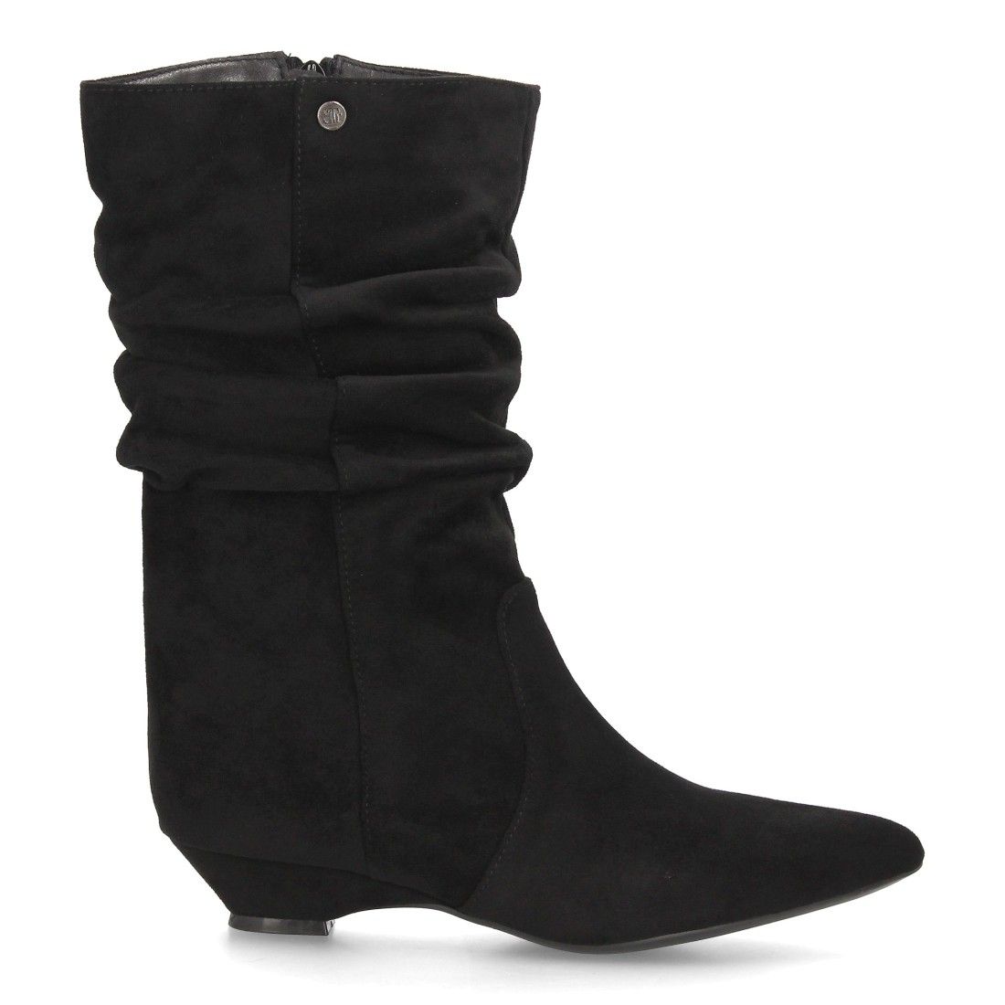 Botas mujer fruncidas con tacón — S-6083 — Negro - Imagen 2