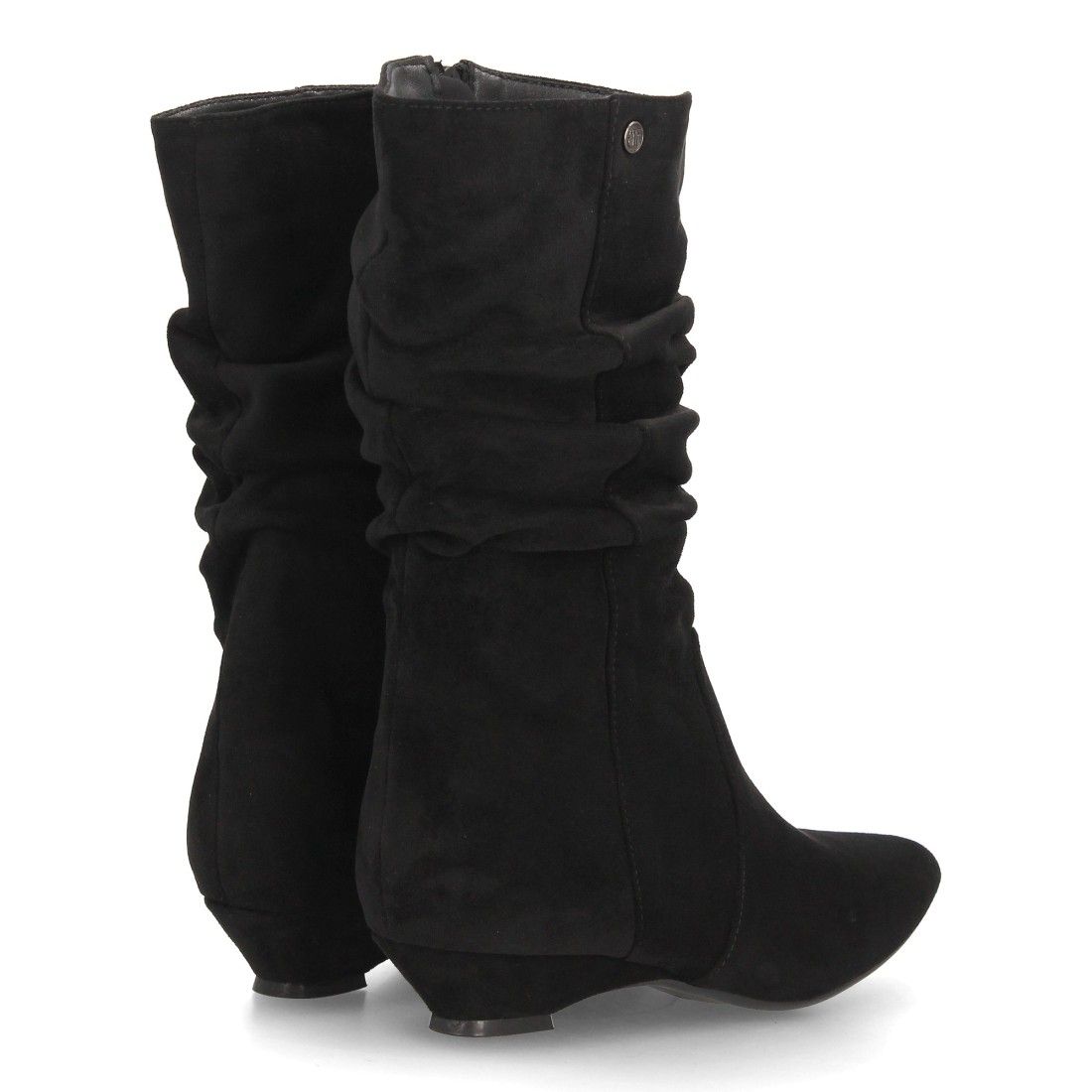 Botas mujer fruncidas con tacón — S-6083 — Negro - Imagen 5