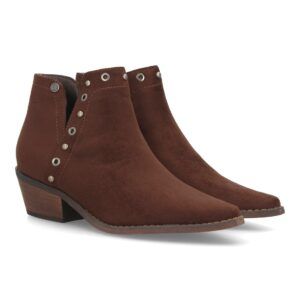 Botines cowboy mujer con detalles metálicos — S-6077 — Marrón
