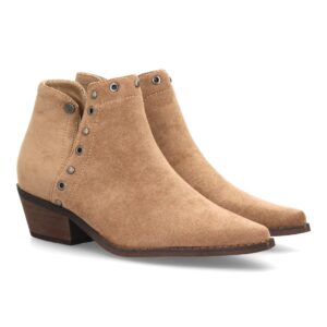 Botines cowboy mujer con detalles metálicos — S-6077 — Beige