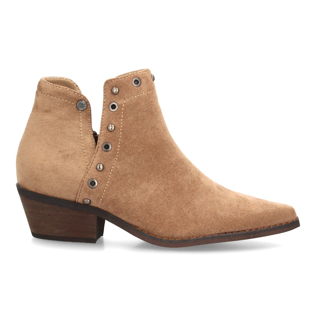 Botines cowboy mujer con detalles metálicos — S-6077 — Beige - Imagen 2