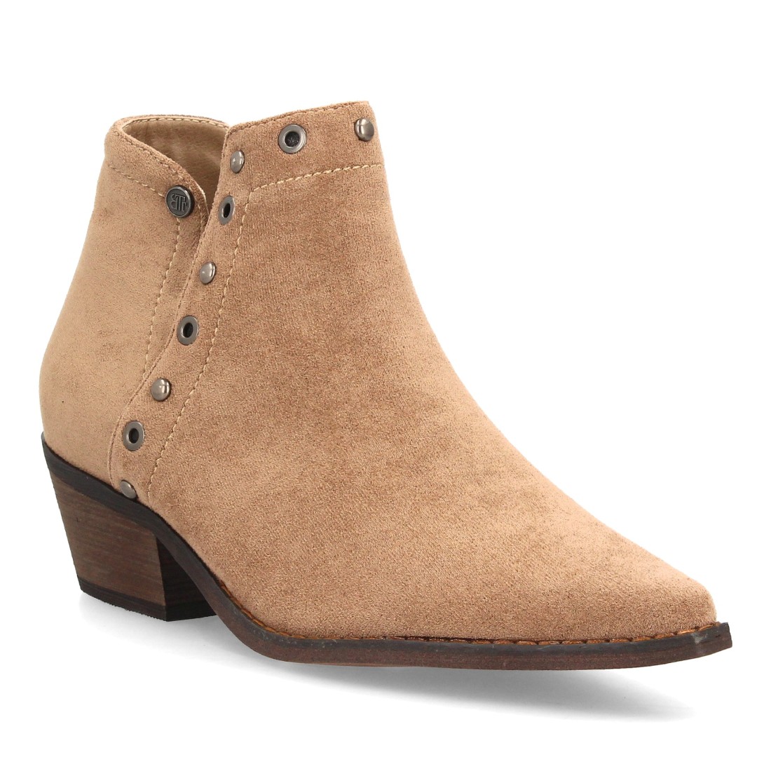 Botines cowboy mujer con detalles metálicos — S-6077 — Beige - Imagen 3