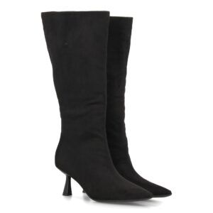Botas altas elegantes para mujer de tacón fino — S-6089 — Negro