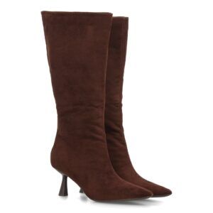 Botas altas elegantes para mujer de tacón fino — S-6089 — Marrón