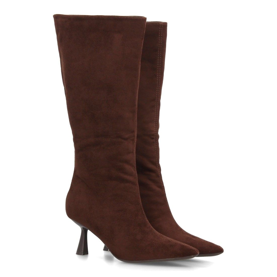 Botas altas elegantes para mujer de tacón fino — S-6089 — Marrón