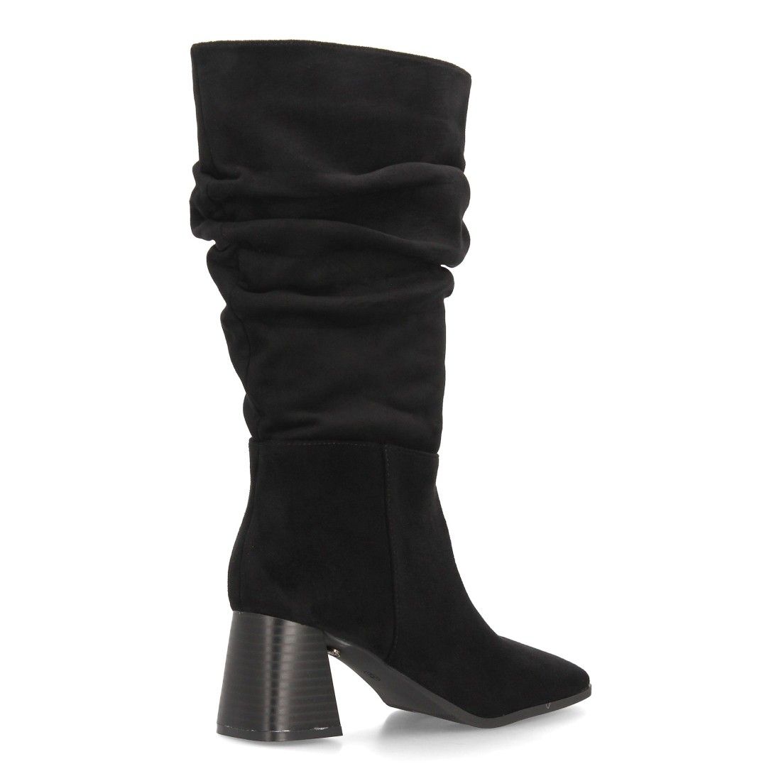 Botas fruncidas de tacón ancho para mujer — A-6017 — Negro - Imagen 4
