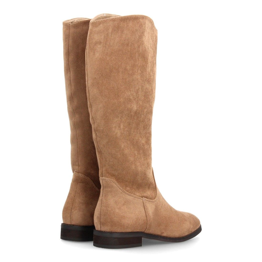 Botas fruncidas de tacón ancho para mujer — S-6105 — Beige - Imagen 5
