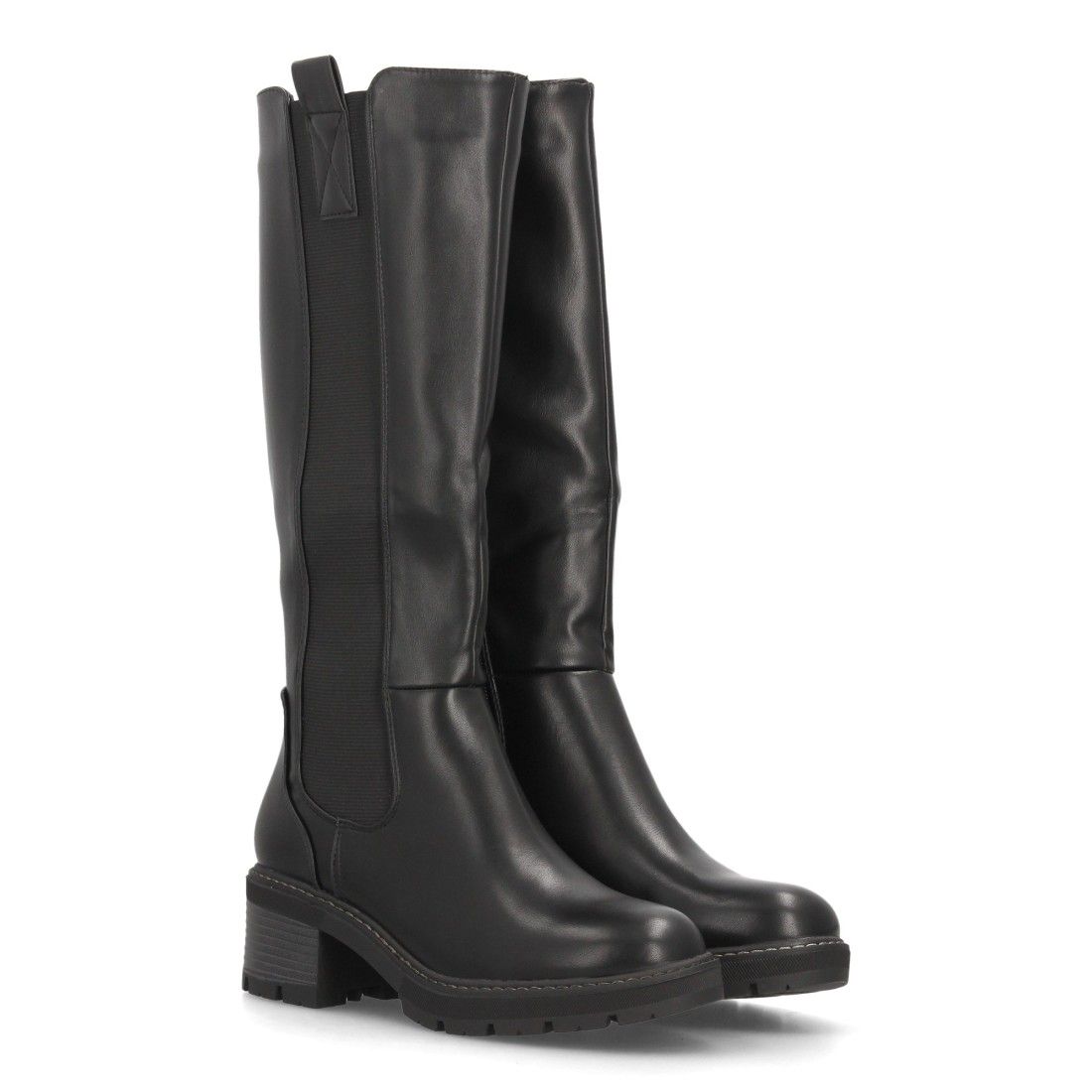 Botas altas tipo Chelsea con elásticos para mujer — YY-162 — Negro