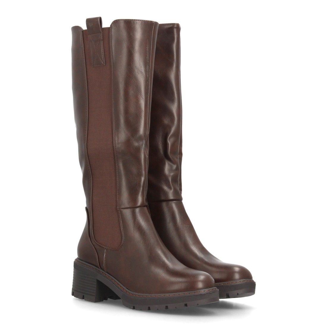 Botas altas tipo Chelsea con elásticos para mujer — YY-162 — Marrón