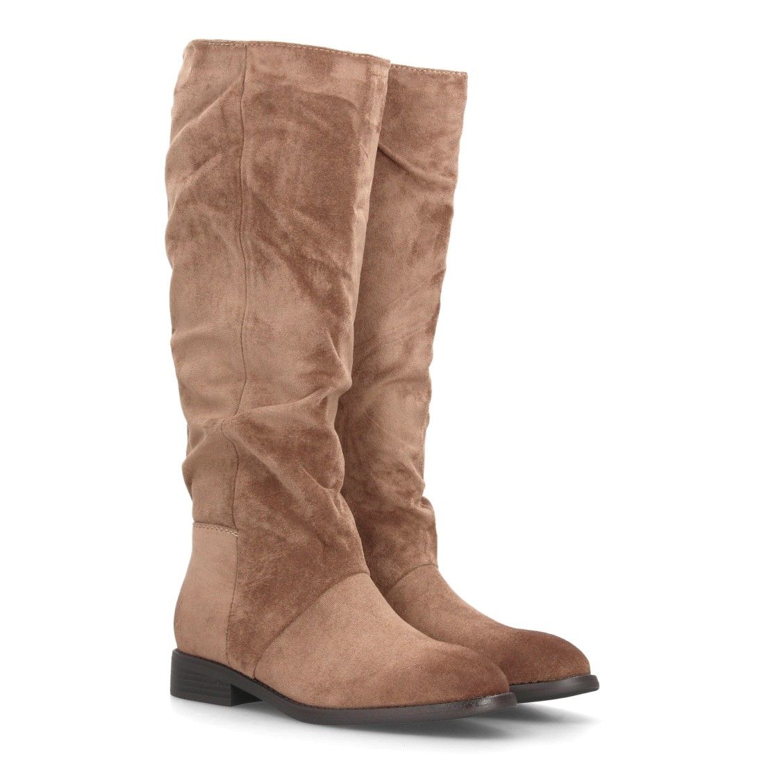 Botas altas mujer de caña arrugada y estampado liso — AA-30 — Kaki