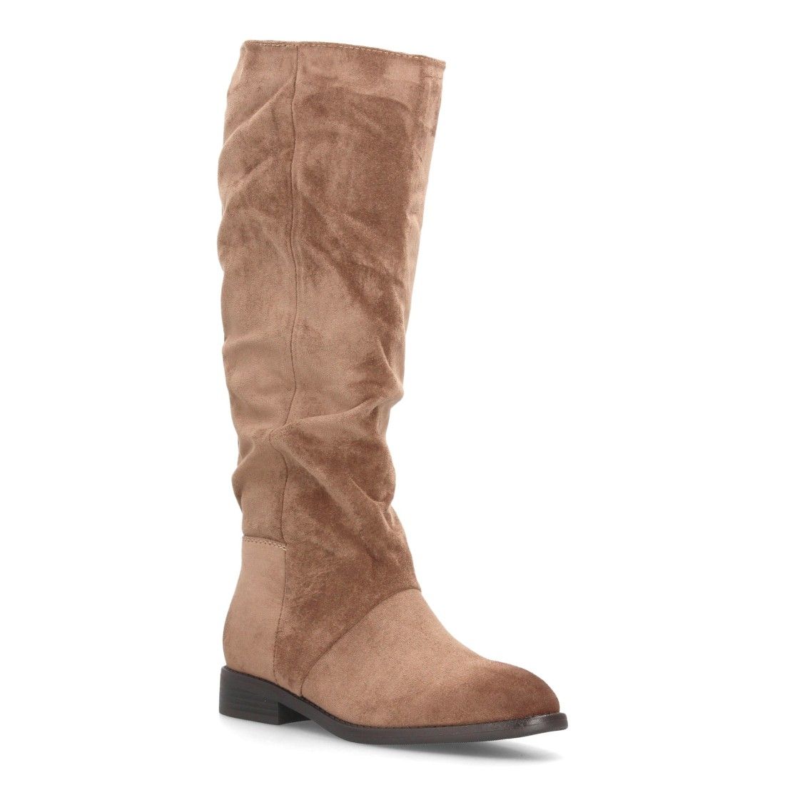 Botas altas mujer de caña arrugada y estampado liso — AA-30 — Kaki - Imagen 3