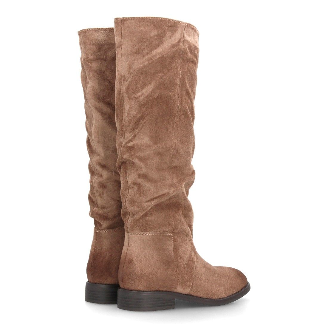 Botas altas mujer de caña arrugada y estampado liso — AA-30 — Kaki - Imagen 5