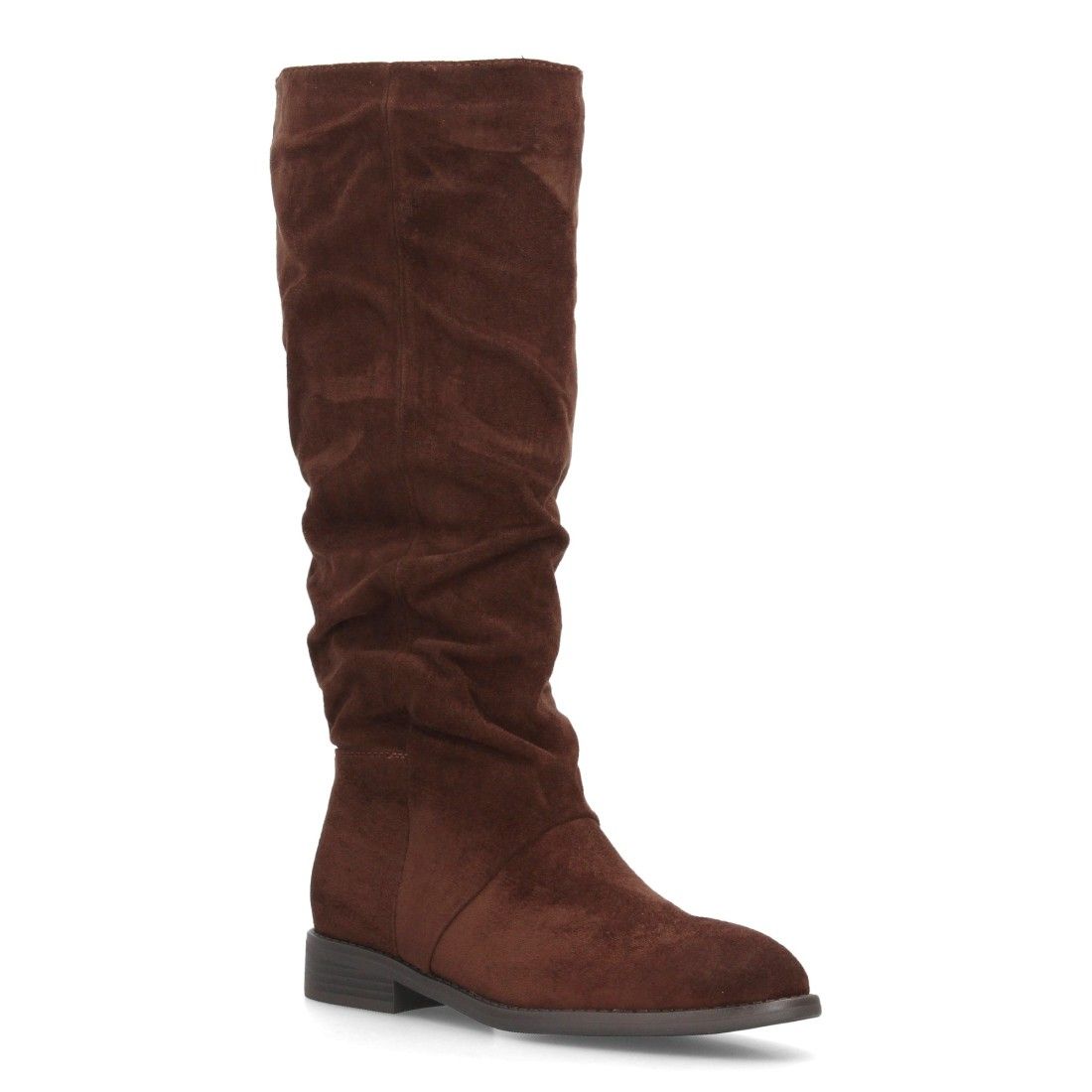 Botas altas mujer de caña arrugada y estampado liso — AA-30 — Marrón - Imagen 3