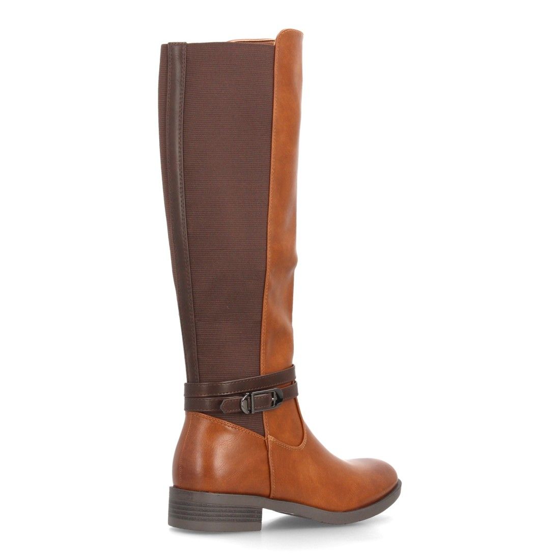 Botas altas mujer estilo ecuestre con hebilla y panel elástico — YY-87 — Camel - Imagen 4