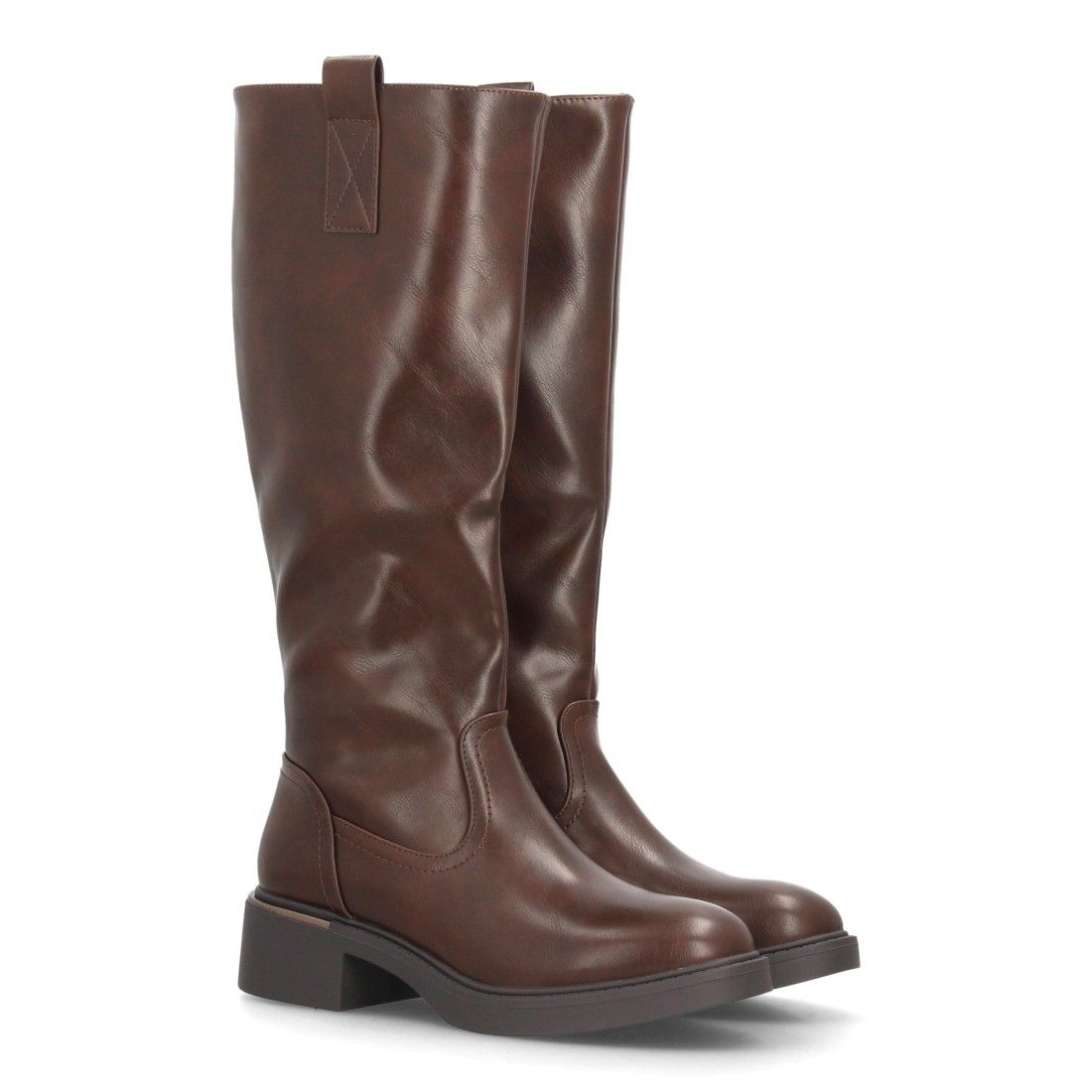 Botas altas mujer estilo ecuestre cierre de cremallera — YY-120 — Marrón