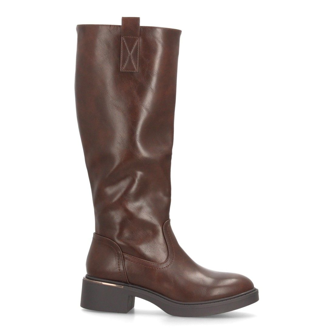 Botas altas mujer estilo ecuestre cierre de cremallera — YY-120 — Marrón - Imagen 2
