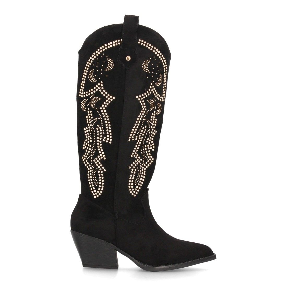 Botas cowboy altas con tachuelas decorativas para mujer — YY-155 — Negro - Imagen 2