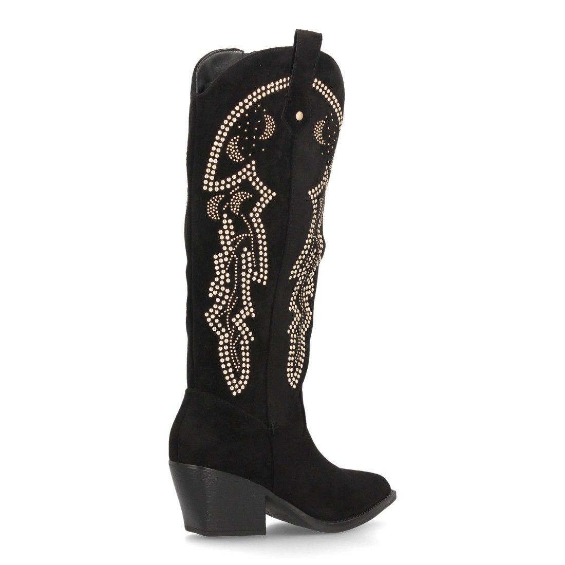 Botas cowboy altas con tachuelas decorativas para mujer — YY-155 — Negro - Imagen 4